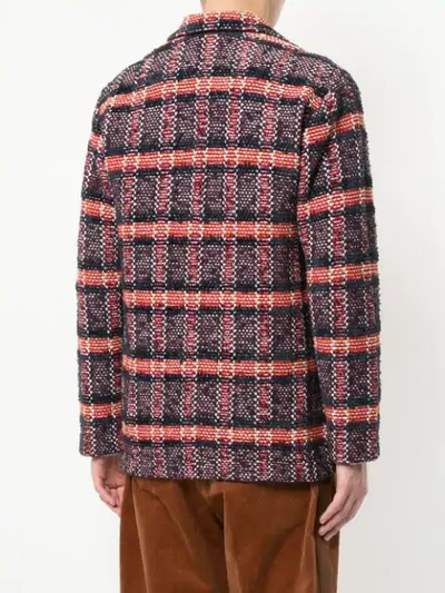 Shop Coohem Checked Tweed Jacket - Red