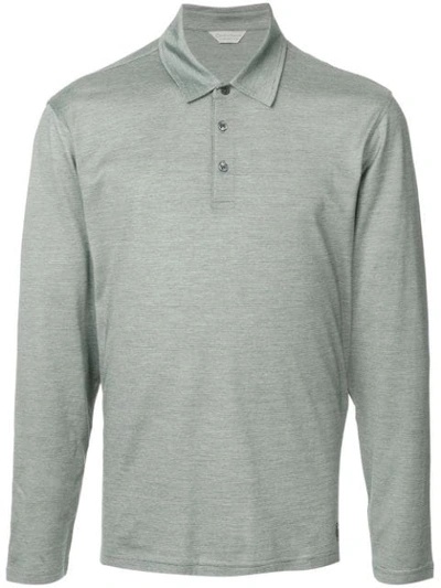 Shop Gieves & Hawkes Long Sleeve Polo Shirt In Grey