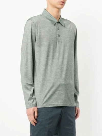 Shop Gieves & Hawkes Long Sleeve Polo Shirt In Grey