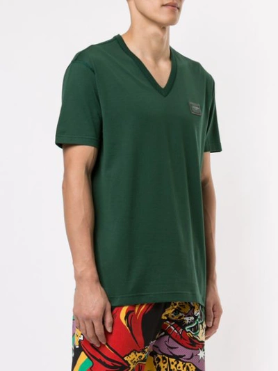 Shop Dolce & Gabbana V-neck T-shirt In Green