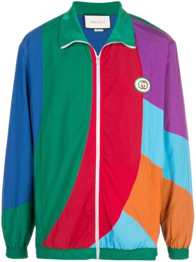 Shop Gucci Interlocking G Colour Block Jacket In Multicolour