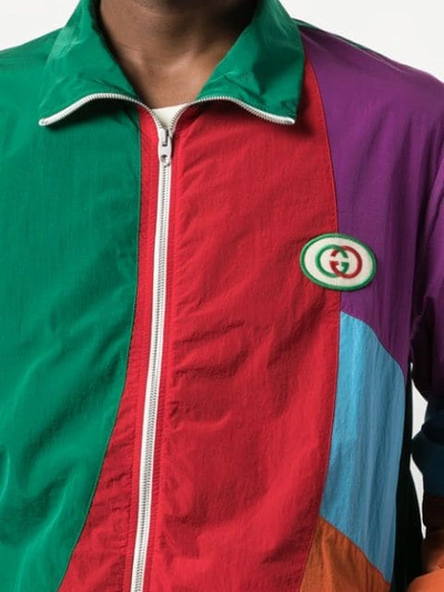 Shop Gucci Interlocking G Colour Block Jacket In Multicolour