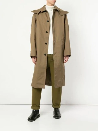 Shop Lemaire Oversized Hooded Trench-coat In Green