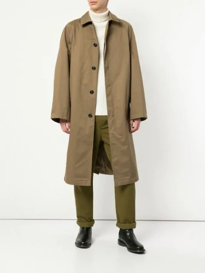 Shop Lemaire Oversized Hooded Trench-coat In Green