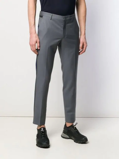 Shop Prada Side Stripe Tailored Trousers In Grey