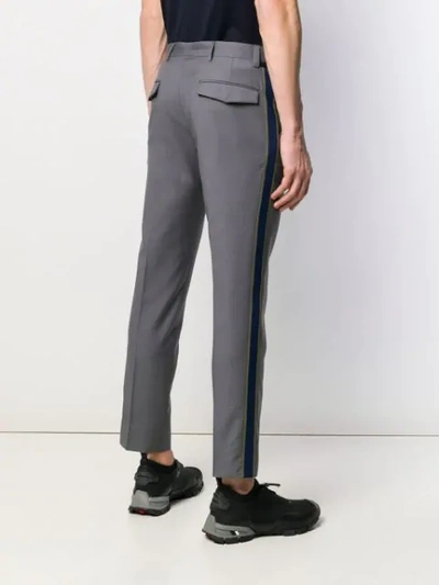 Shop Prada Side Stripe Tailored Trousers In Grey