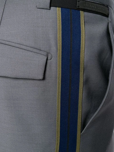 Shop Prada Side Stripe Tailored Trousers In Grey