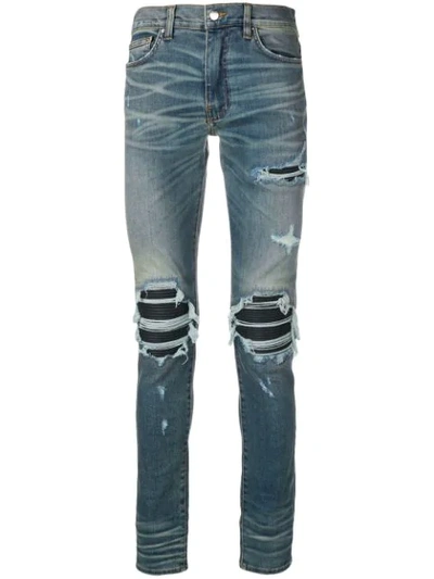 AMIRI DISTRESSED SKINNY JEANS - 蓝色