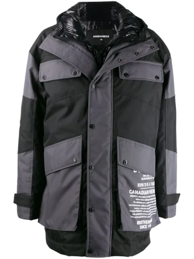 Shop Dsquared2 Arctic Parka Coat In Grey