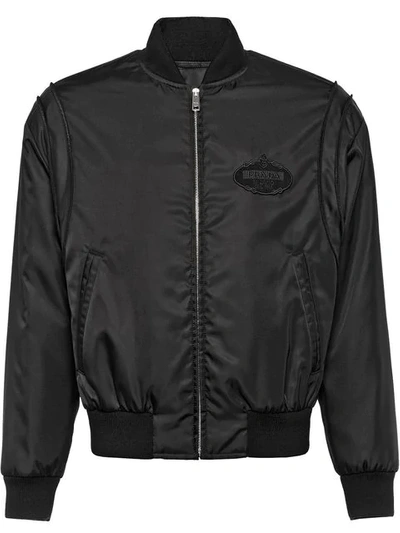 Shop Prada Logo Bomber Jacket In F0002 Black