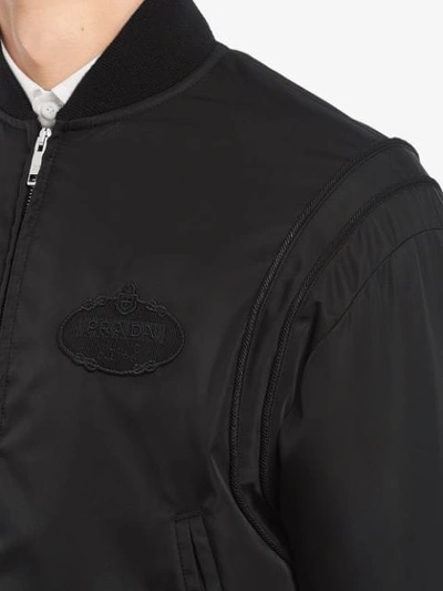 Shop Prada Logo Bomber Jacket In F0002 Black