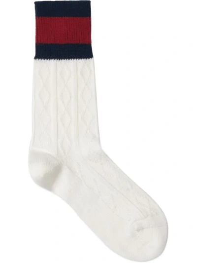 Shop Gucci Wool Socks With Web In 9079 Bianco