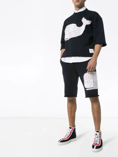 Shop Thom Browne Whale Track Shorts In Blue