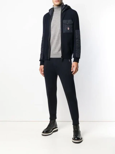 Shop Moncler Knit Hooded Jacket In Blue