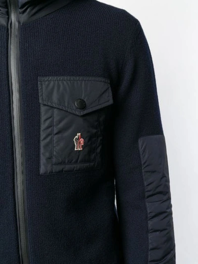 Shop Moncler Knit Hooded Jacket In Blue
