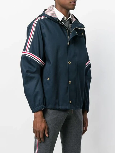Shop Thom Browne Articulated Oversized Mackintosh Jacket In Blue