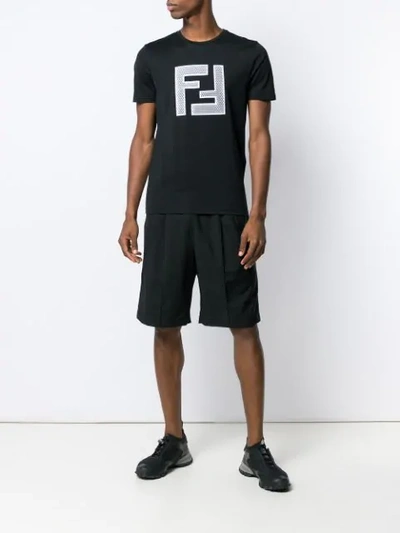 Shop Fendi Embroidered Ff Logo T-shirt In Black