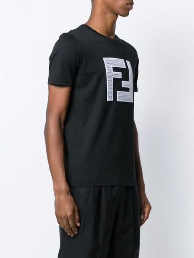 Shop Fendi Embroidered Ff Logo T-shirt In Black