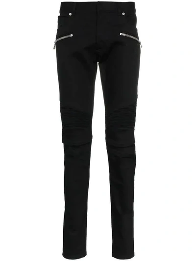 Shop Balmain Classic Biker Skinny Jeans In Black