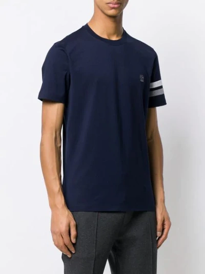 Shop Brunello Cucinelli Embroidered Logo T-shirt In Blue