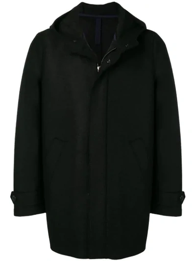 Shop Harris Wharf London Zipped Hooded Coat In 199 Black