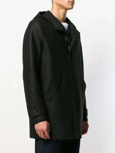 Shop Harris Wharf London Zipped Hooded Coat In 199 Black