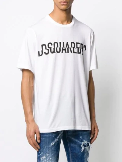 Shop Dsquared2 Split Logo Print T-shirt In White