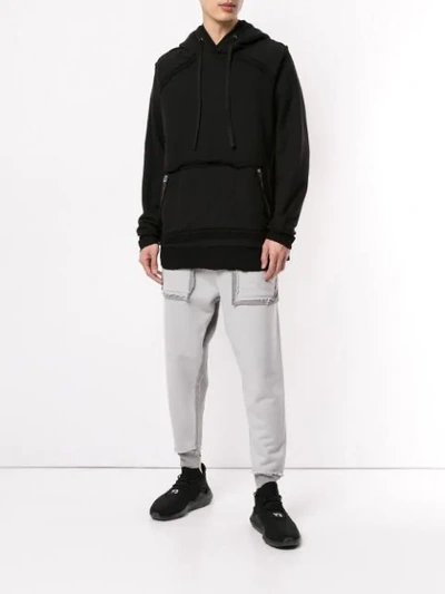 Shop Carpe Diem Casual Raw Hem Hoodie In Black