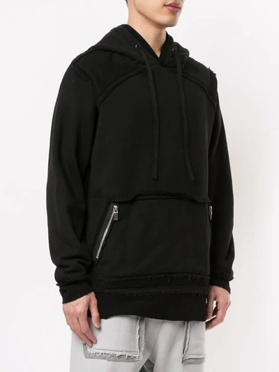 Shop Carpe Diem Casual Raw Hem Hoodie In Black