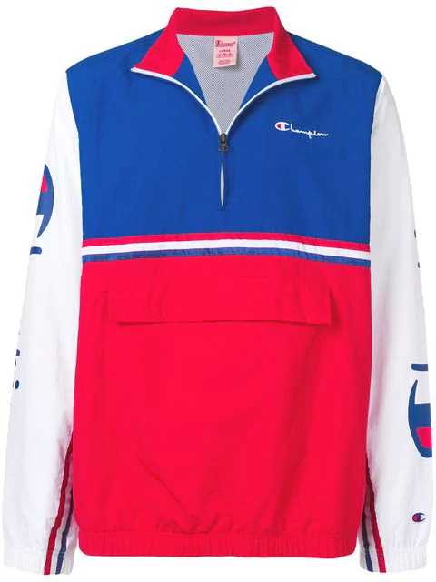 champion windbreaker red white blue