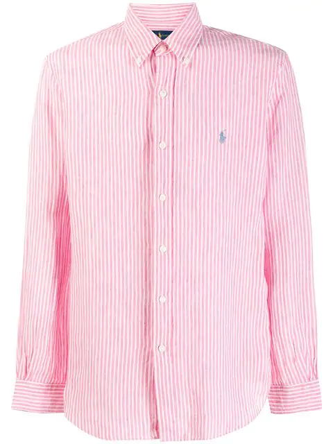 ralph lauren men's pink striped shirt