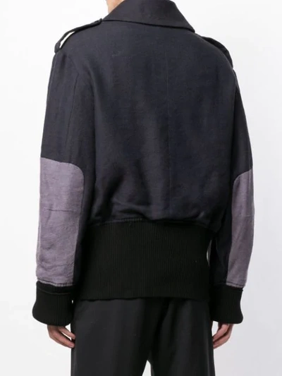 Shop Ann Demeulemeester Contrasting Panels Jacket In Blue