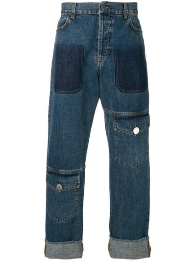 Shop Jw Anderson Mid Blue Shaded Pocket Detail Denim Trousers