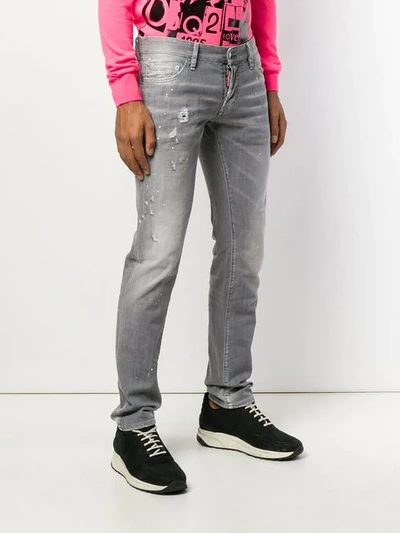 Shop Dsquared2 Faded Slim Fit Jeans In Grey