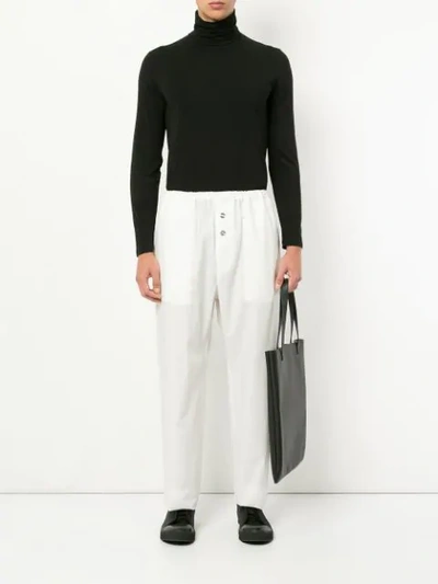 Shop Jil Sander Elasticated Waist Straight Trousers In White