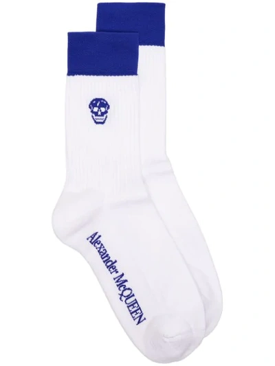 Shop Alexander Mcqueen Logo Contrast Socks - White