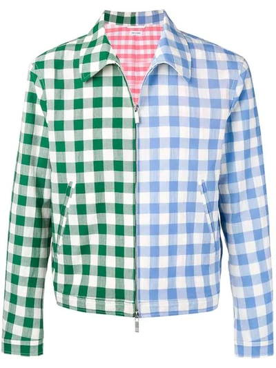 Shop Thom Browne Fun Mix Gingham Golf Jacket In Green