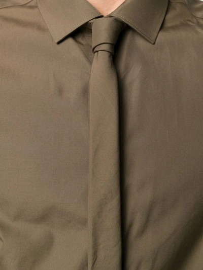 NEIL BARRETT 领带同色全棉衬衫 - 绿色