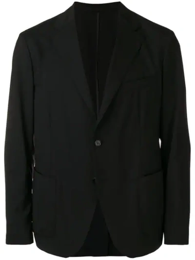 Shop Versace Two Button Blazer In Black