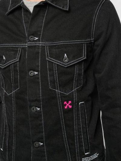 Shop Off-white Contrast Logo Denim Jacket In Black