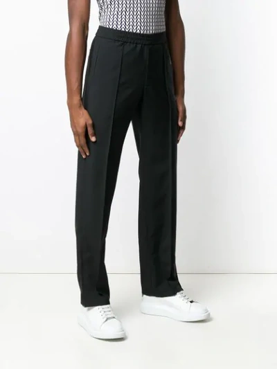 Shop Valentino Piped Straight Fit Trousers In Black