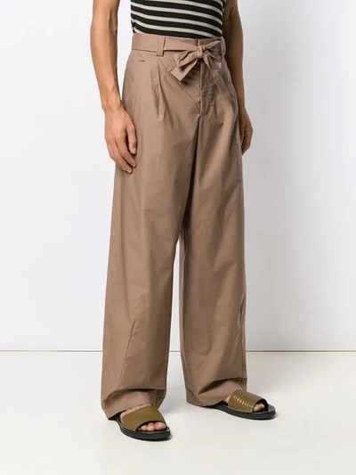 MAISON FLANEUR WIDE-LEGGED TROUSERS - 棕色