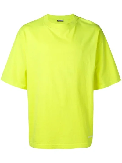 Shop Balenciaga Logo Embroidered T-shirt In Yellow