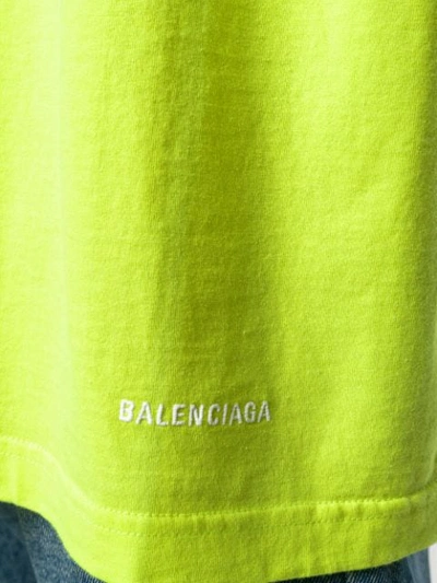 Shop Balenciaga Logo Embroidered T-shirt In Yellow