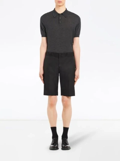 Shop Prada Technical Fabric Bermuda Shorts In Black