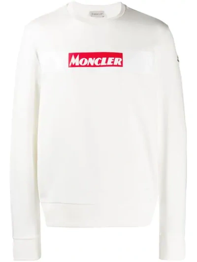 Shop Moncler Logo Print Sweatshirt In White