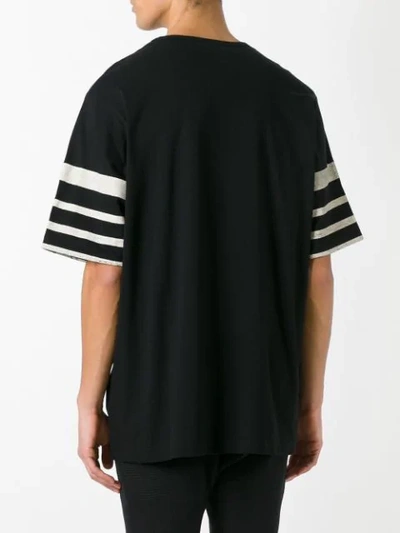 Shop Yohji Yamamoto Striped Sleeves T-shirt - Black