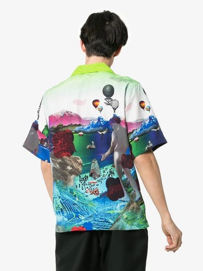 Shop Prada Printed Shirt In F0136 Turquoise