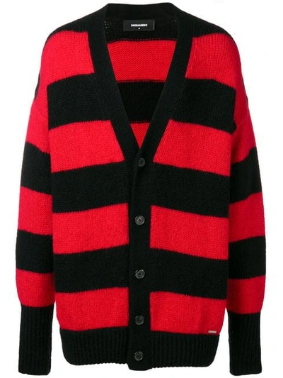 Shop Dsquared2 Horizontal Stripes Cardigan In Black