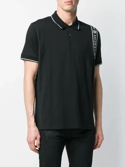 Shop Givenchy Side Logo Stripe Polo Shirt In Black